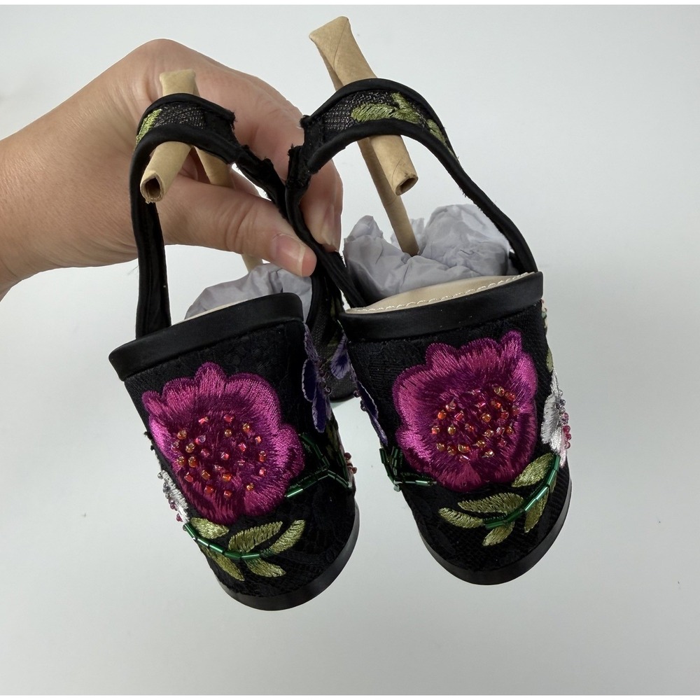 Betsey Johnson Heels Womens 8 Lira Floral Pump Embroidered Beaded Slingback NEW - Picture 5 of 12